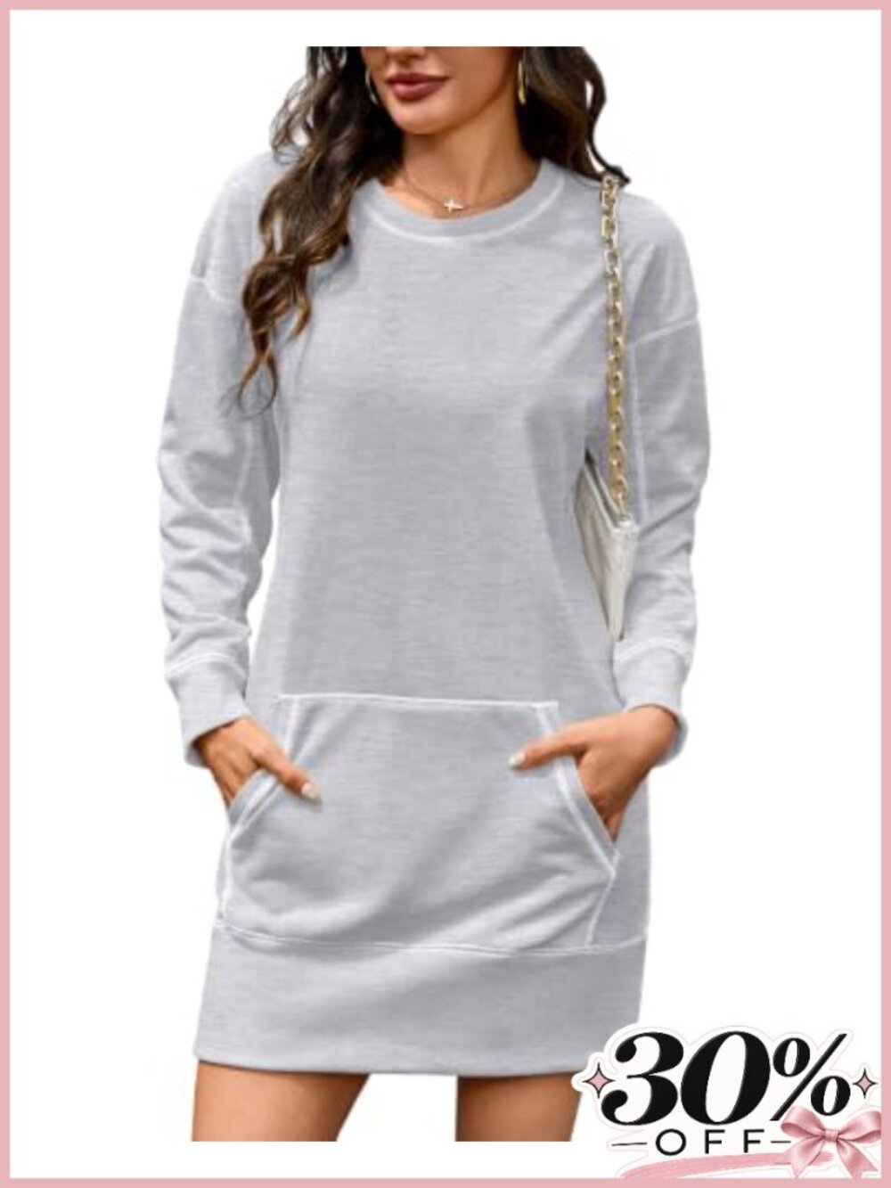 Quenteen Women's Crewneck Sweatshirt Dress Long Sleeve Pullover with Pocket